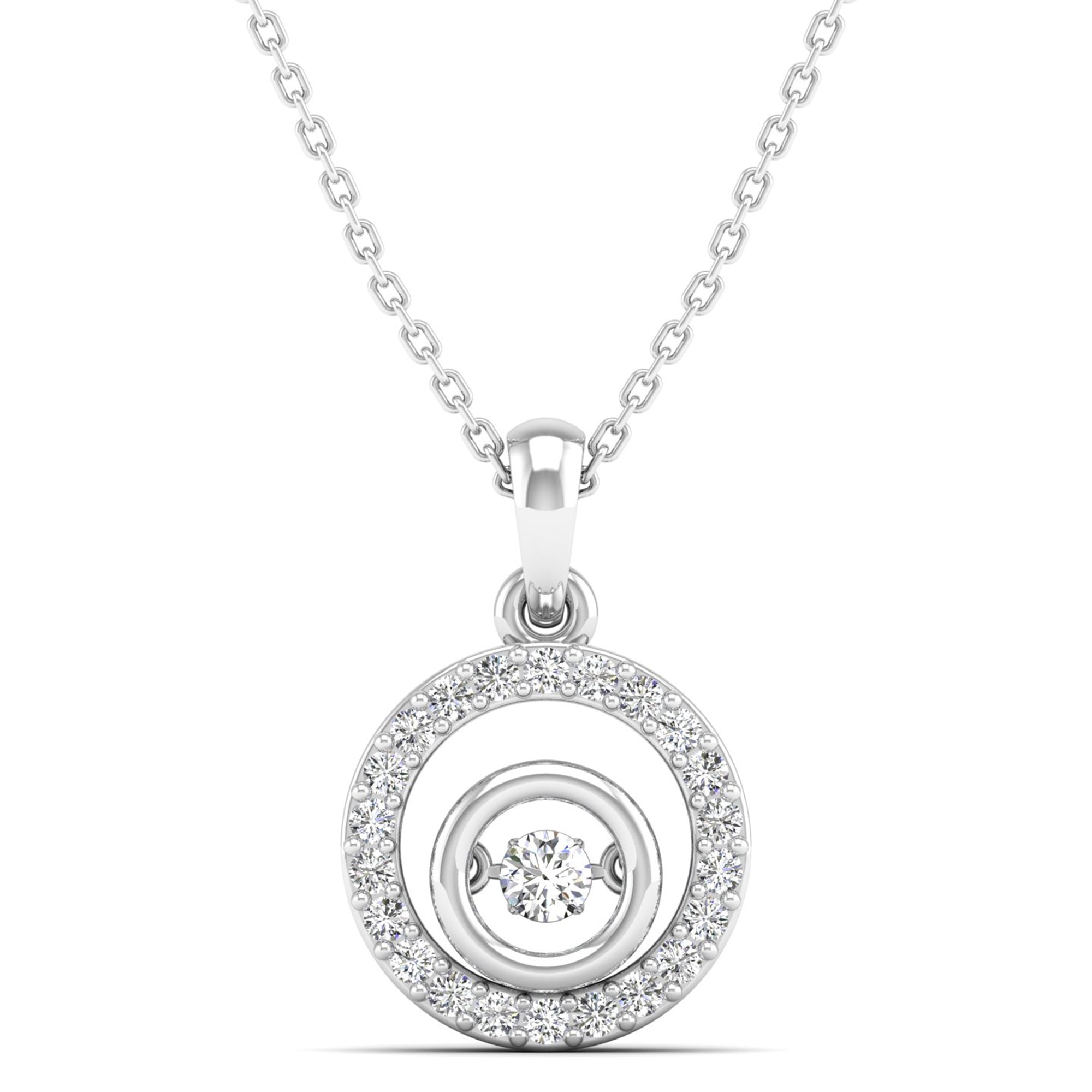 Nested Halo Dancing Diamond Pendant