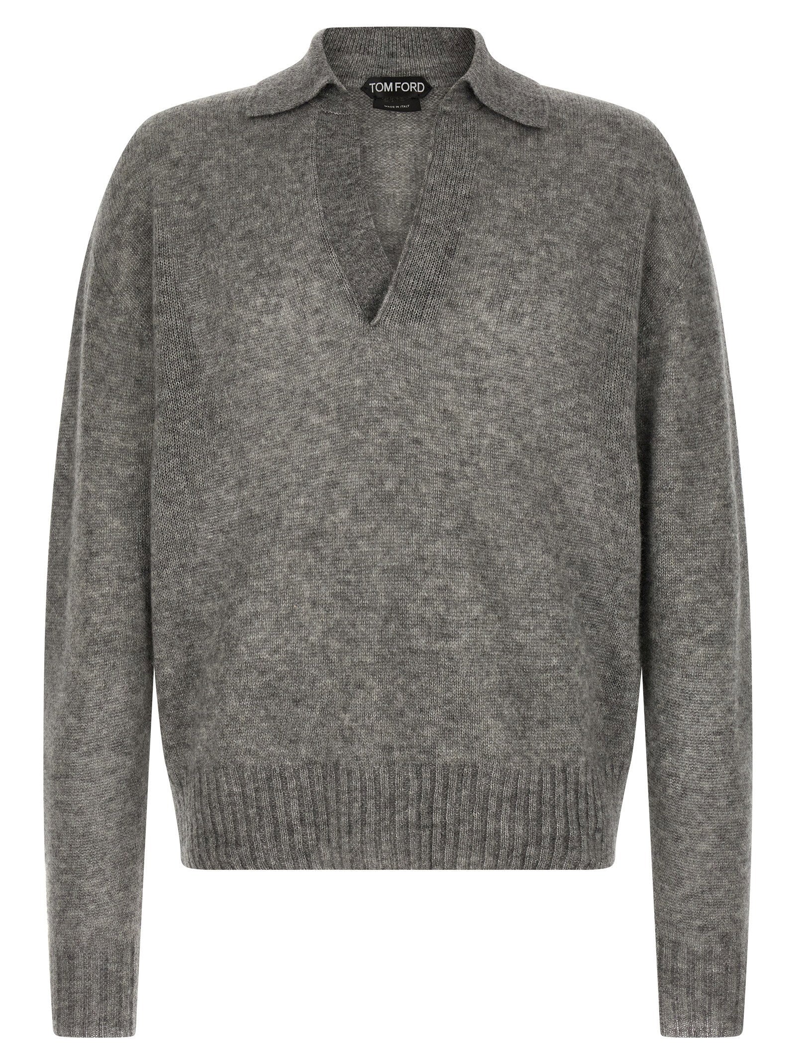 Tom Ford Cashmere and Silk Knit Polo Shirt — Charcoal