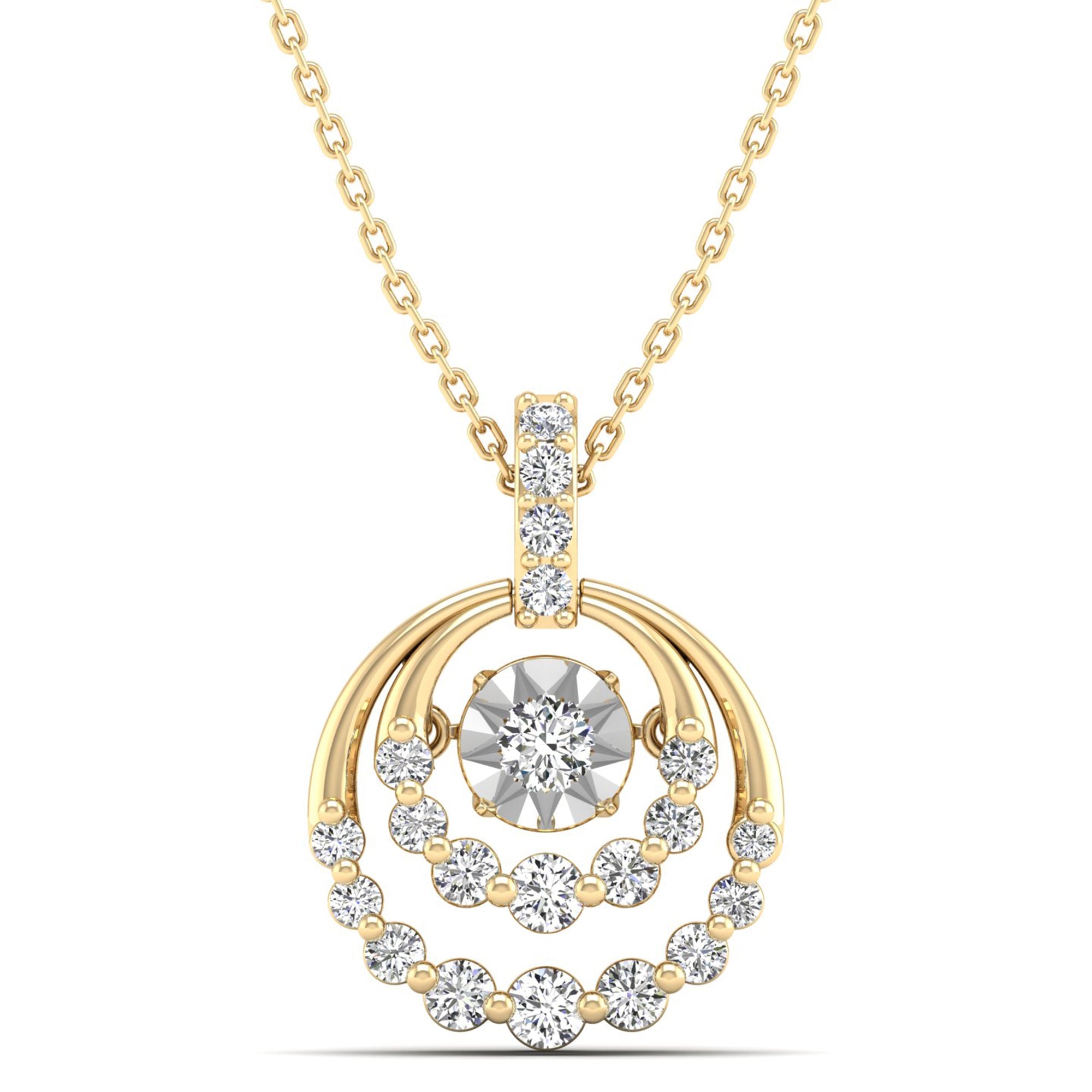 Nested Moon Cluster Dancing Diamond Pendant