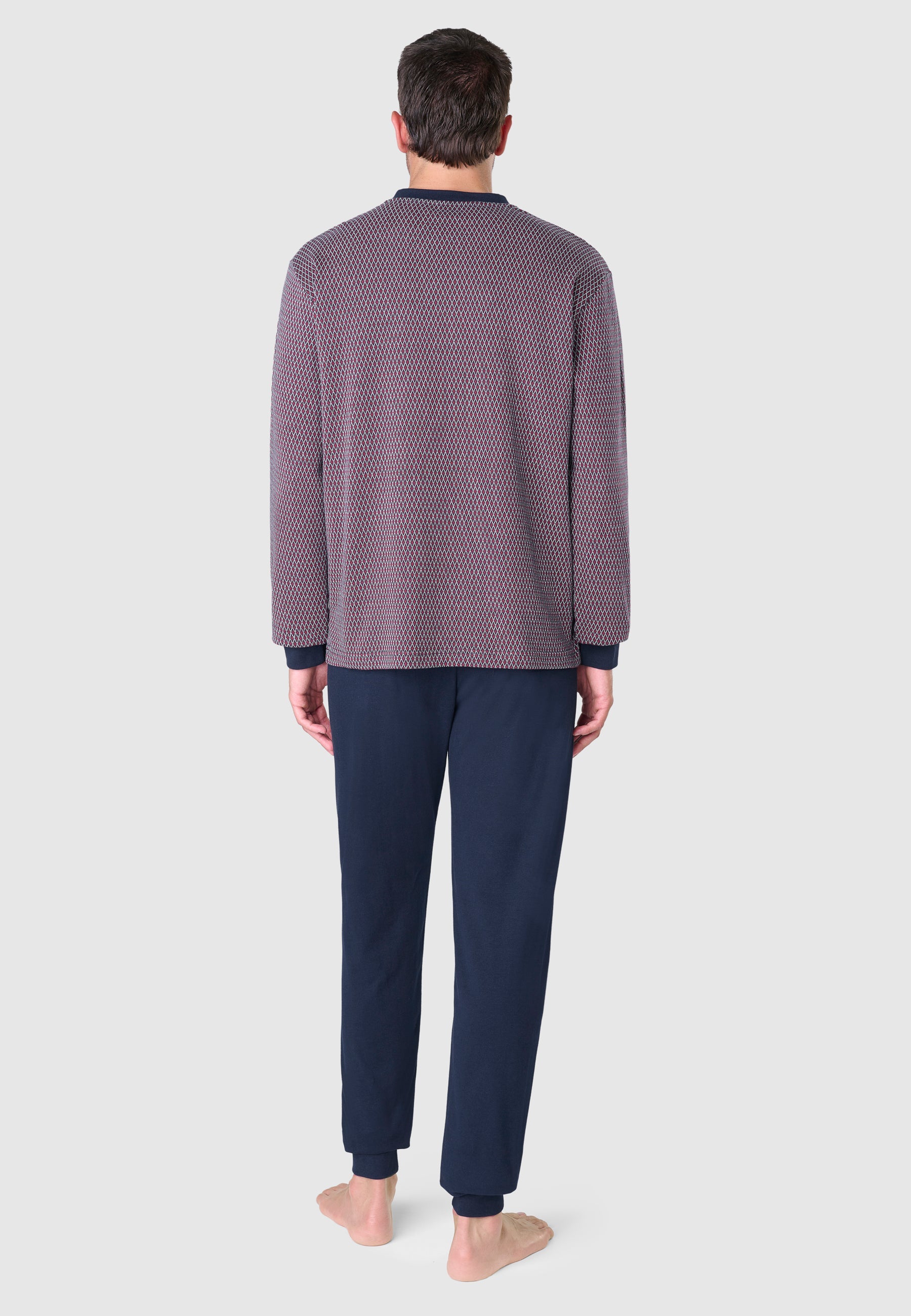 Pijama Hombre Invierno Premium Tapeta Algodón Punto - Rojo 55023_94