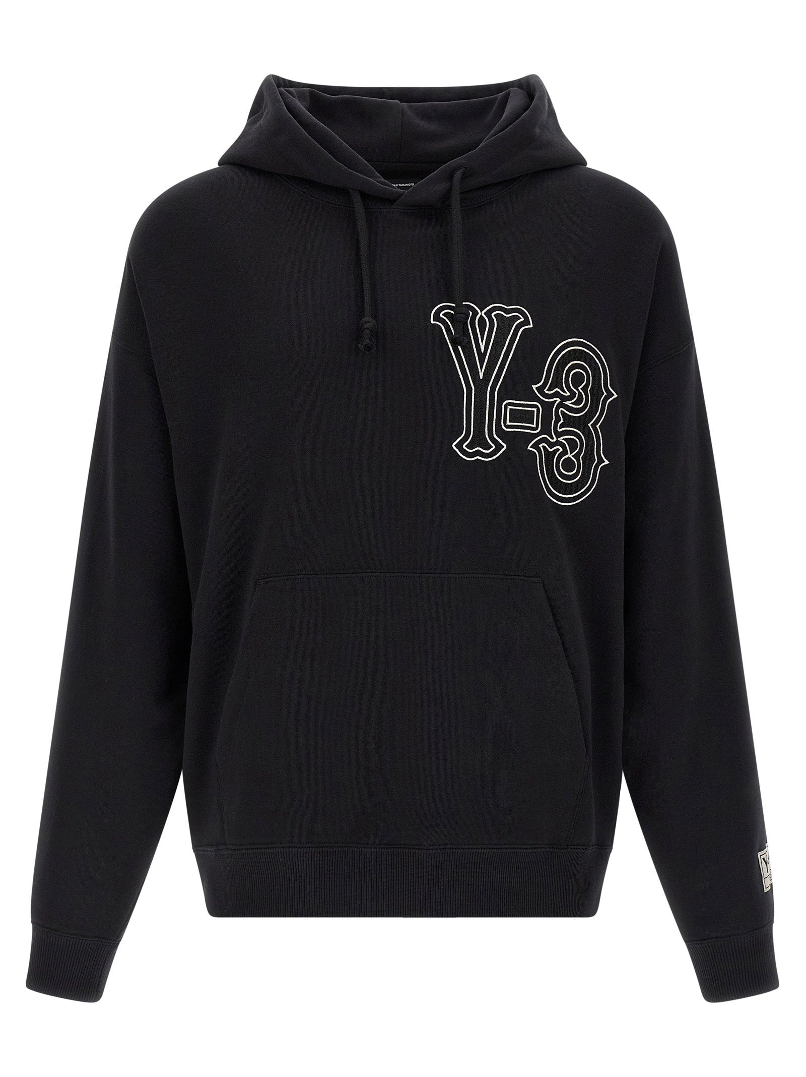 Y-3 Logo-Embroidered Hoodie — Black