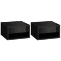 Floating Bedside Table Set of 2 with Storage Drawer and Open Shelf, High Gloss Black