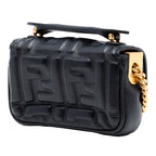 Nano Zucca Embossed Leather Baguette Chain Bag