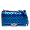 Old Medium Quilted Metallic Patent Boy Flap