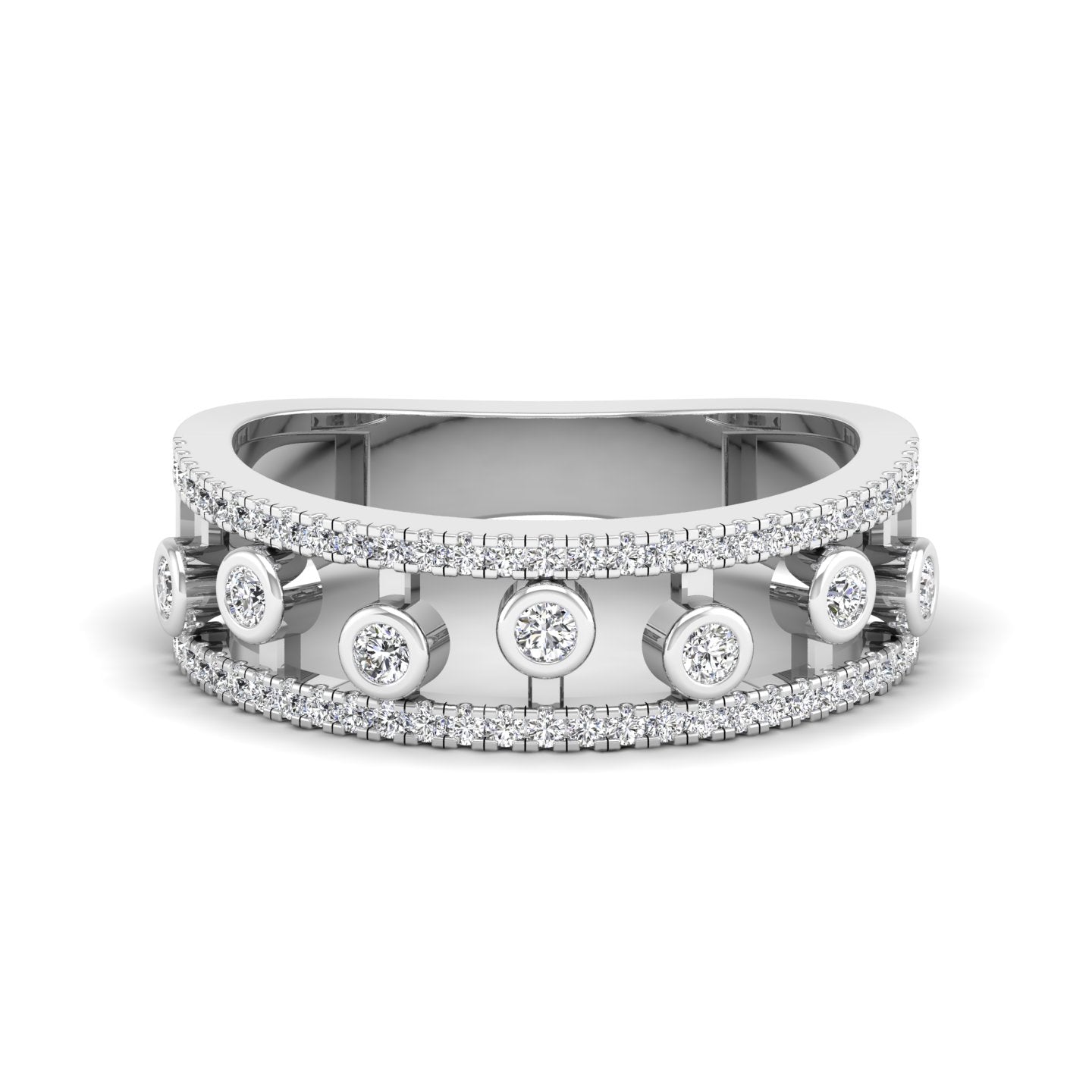 Bubble Triple Row Diamond Band