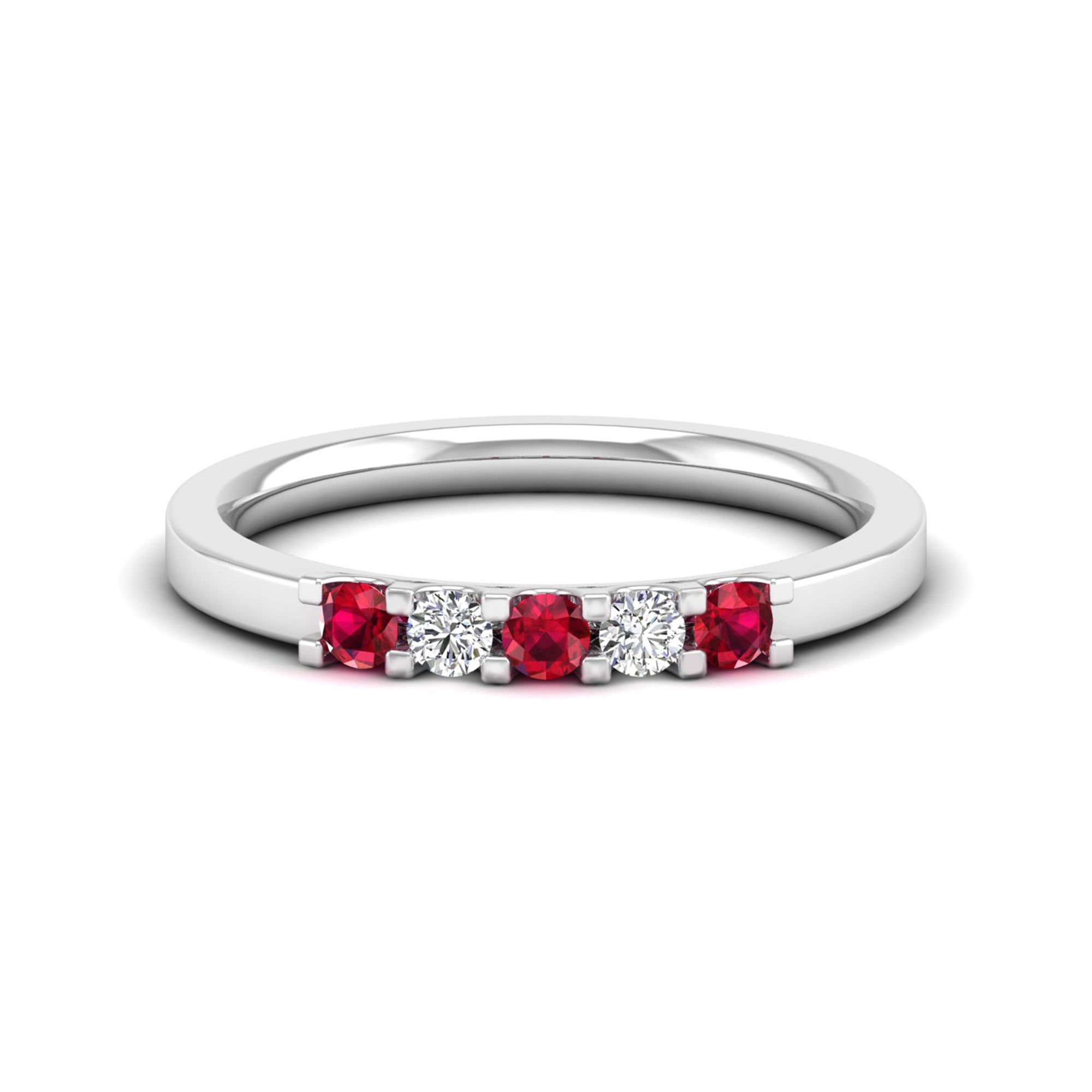 Alternating 5-Stone Ruby and Diamond Ring