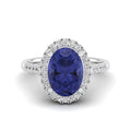 Halo Oval Tanzanite and Diamond Ring