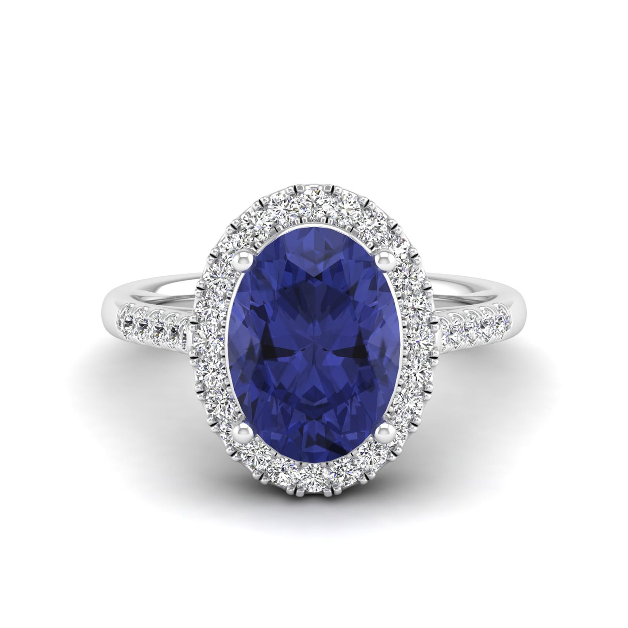 Halo Oval Tanzanite and Diamond Ring