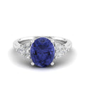 Prong-Set Oval Tanzanite and Diamond Ring