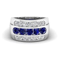 Men's Triple Row Sapphire Channel Diamond Ring