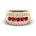 Men's Triple Row Ruby Channel Diamond Ring