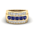 Men's Triple Row Tanzanite Channel Diamond Ring