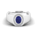 Men's Oval Tanzanite Bezel Halo Diamond Ring