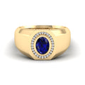 Men's Oval Sapphire Bezel Halo Diamond Ring