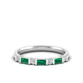 Baguette Alternating Emerald Art Deco and Diamond Ring