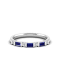 Baguette Alternating Sapphire Art Deco and Diamond Ring