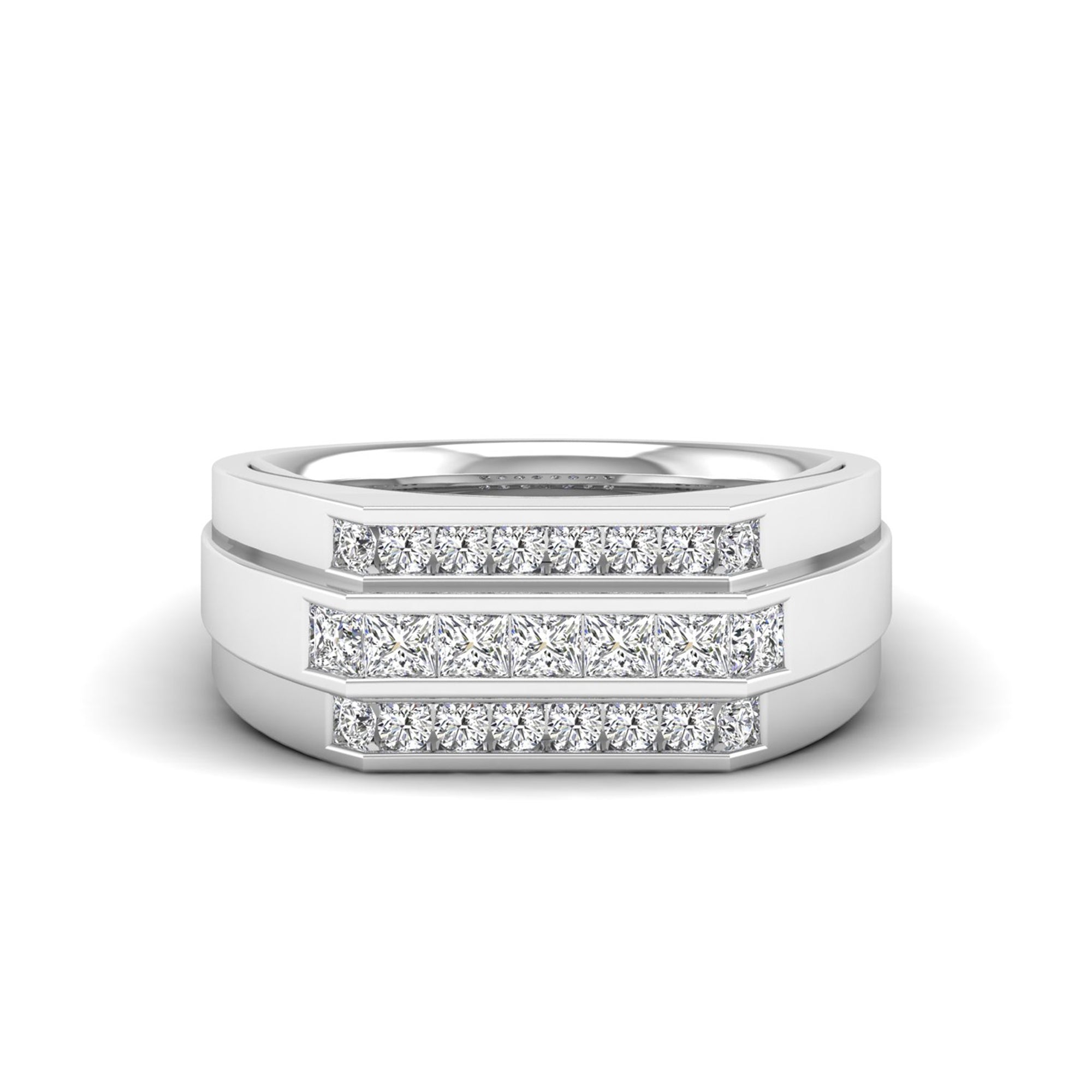 Men's Princess Triple Row Channel Set Diamond Ring