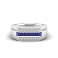 Men's Princess Tanzanite Triple Row Diamond Ring