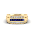 Men's Princess Sapphire Triple Row Diamond Ring