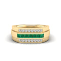Men's Princess Emerald Triple Row Diamond Ring