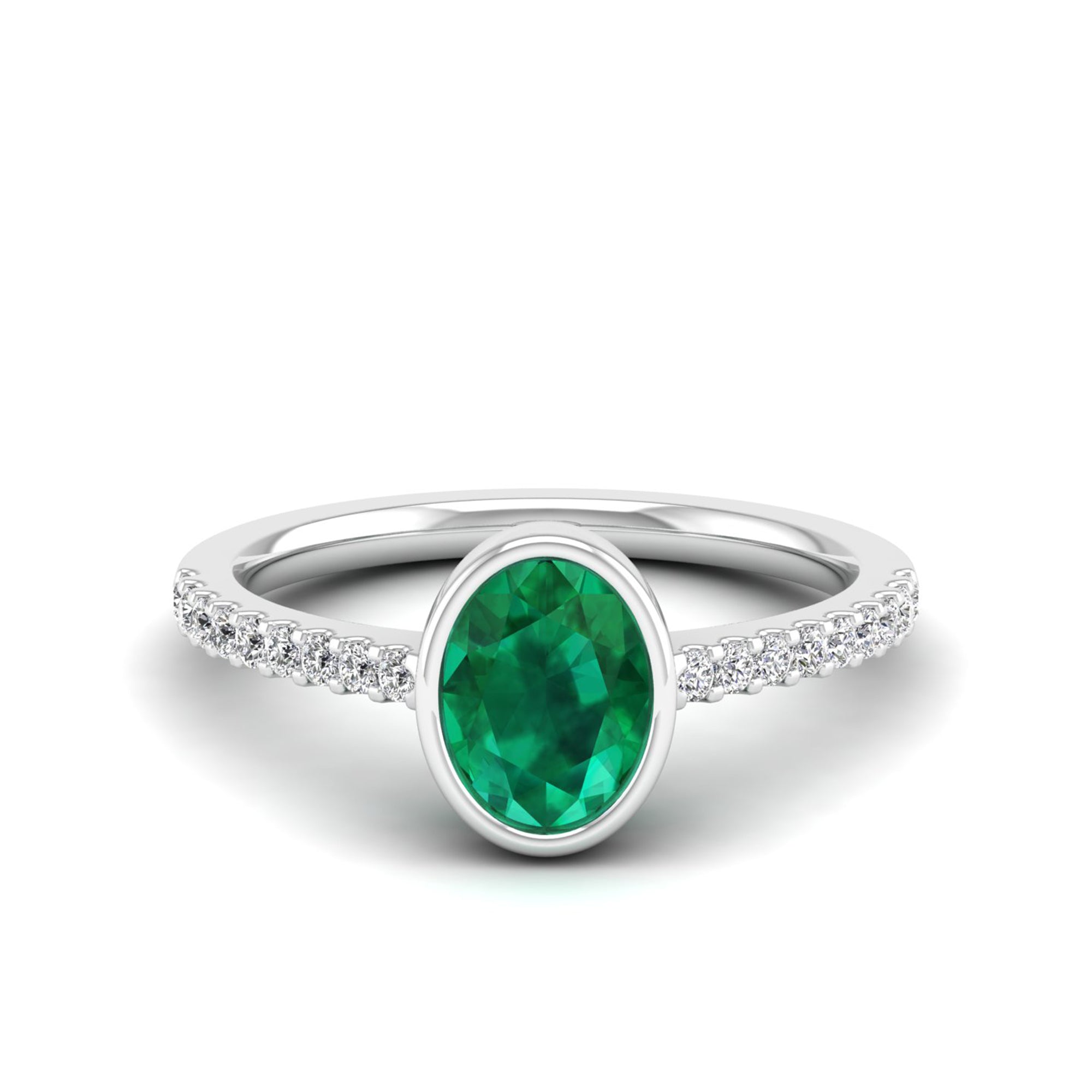 Bezel Art Deco Emerald and Diamond Ring
