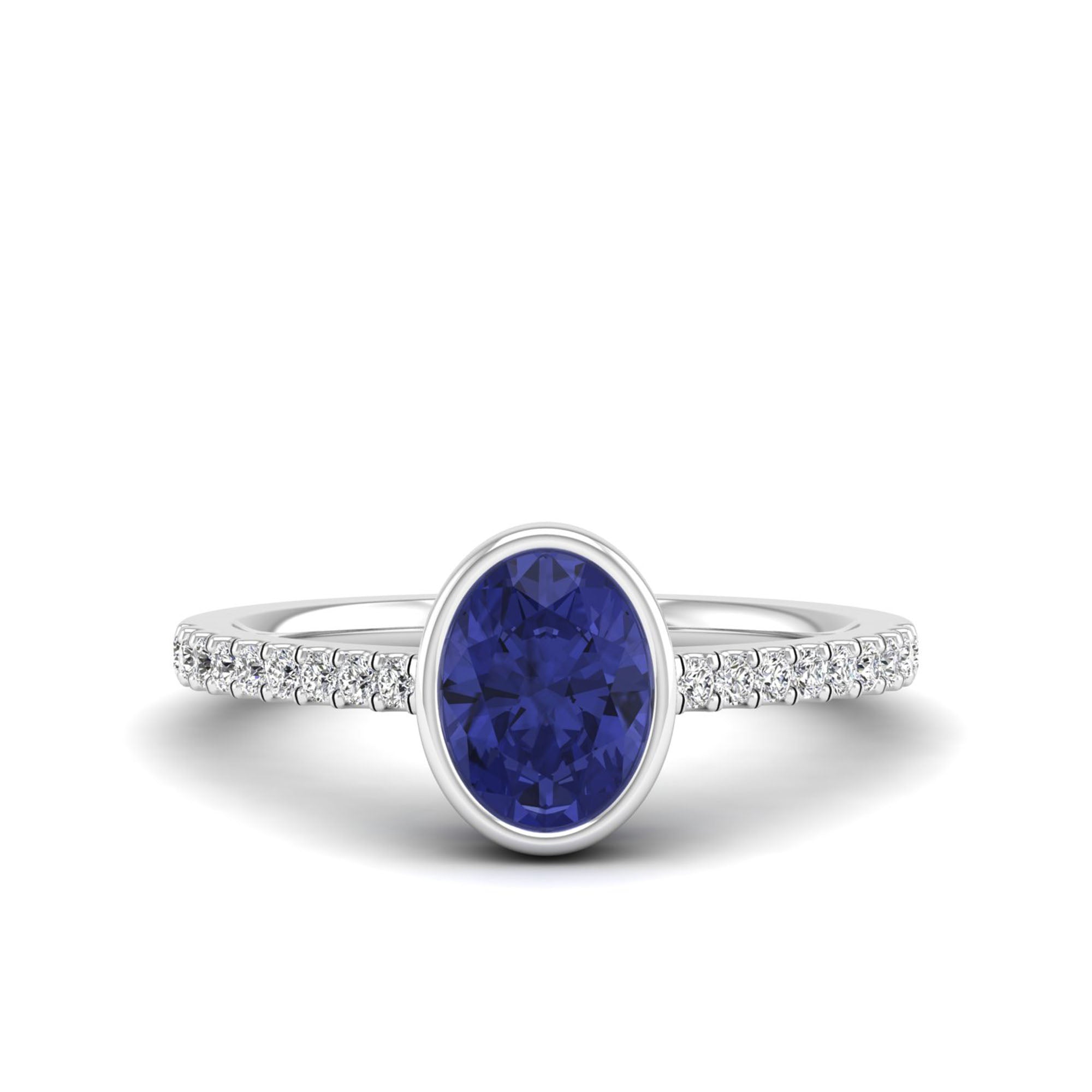 Bezel Art Deco Tanzanite and Diamond Ring