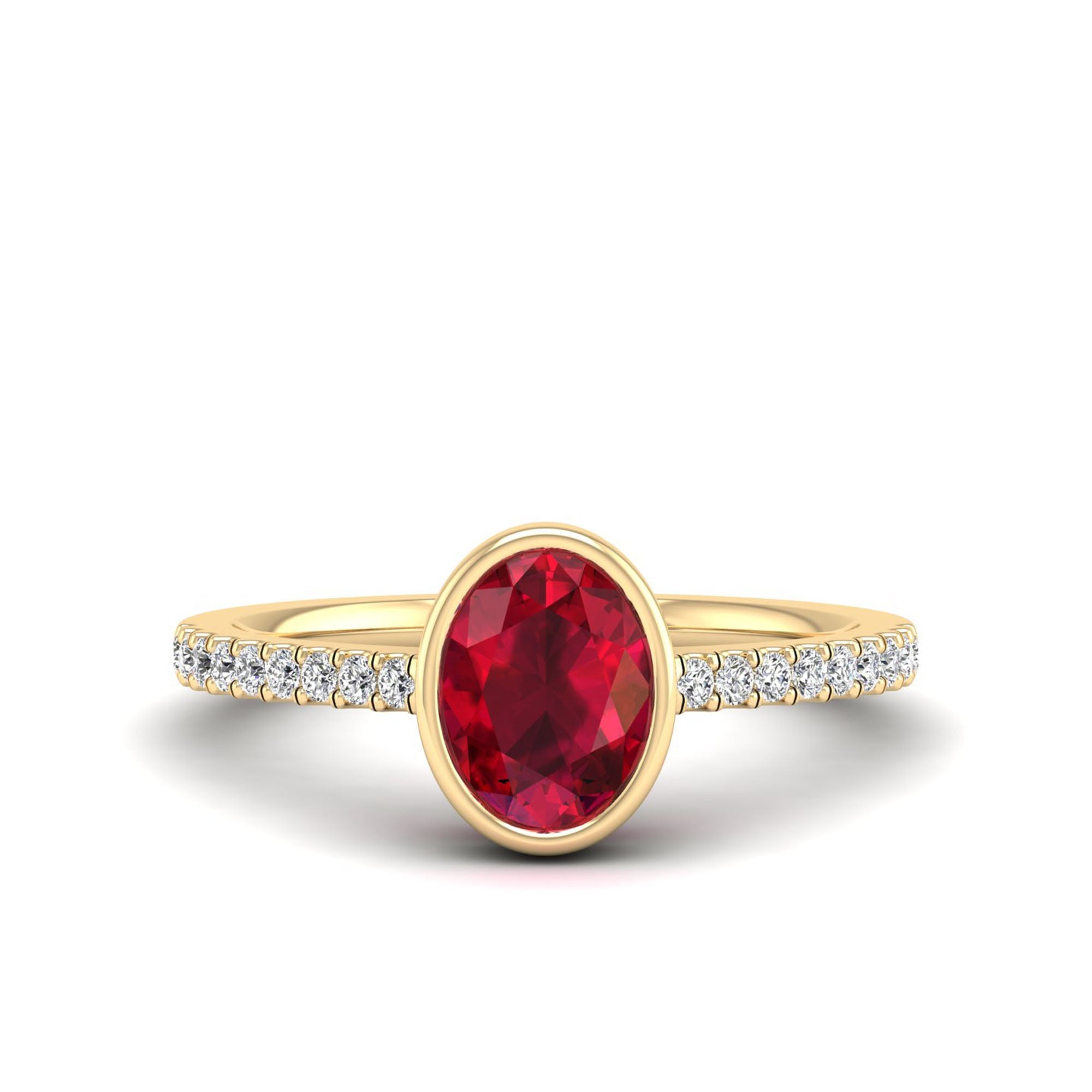 Bezel Art Deco Ruby and Diamond Ring