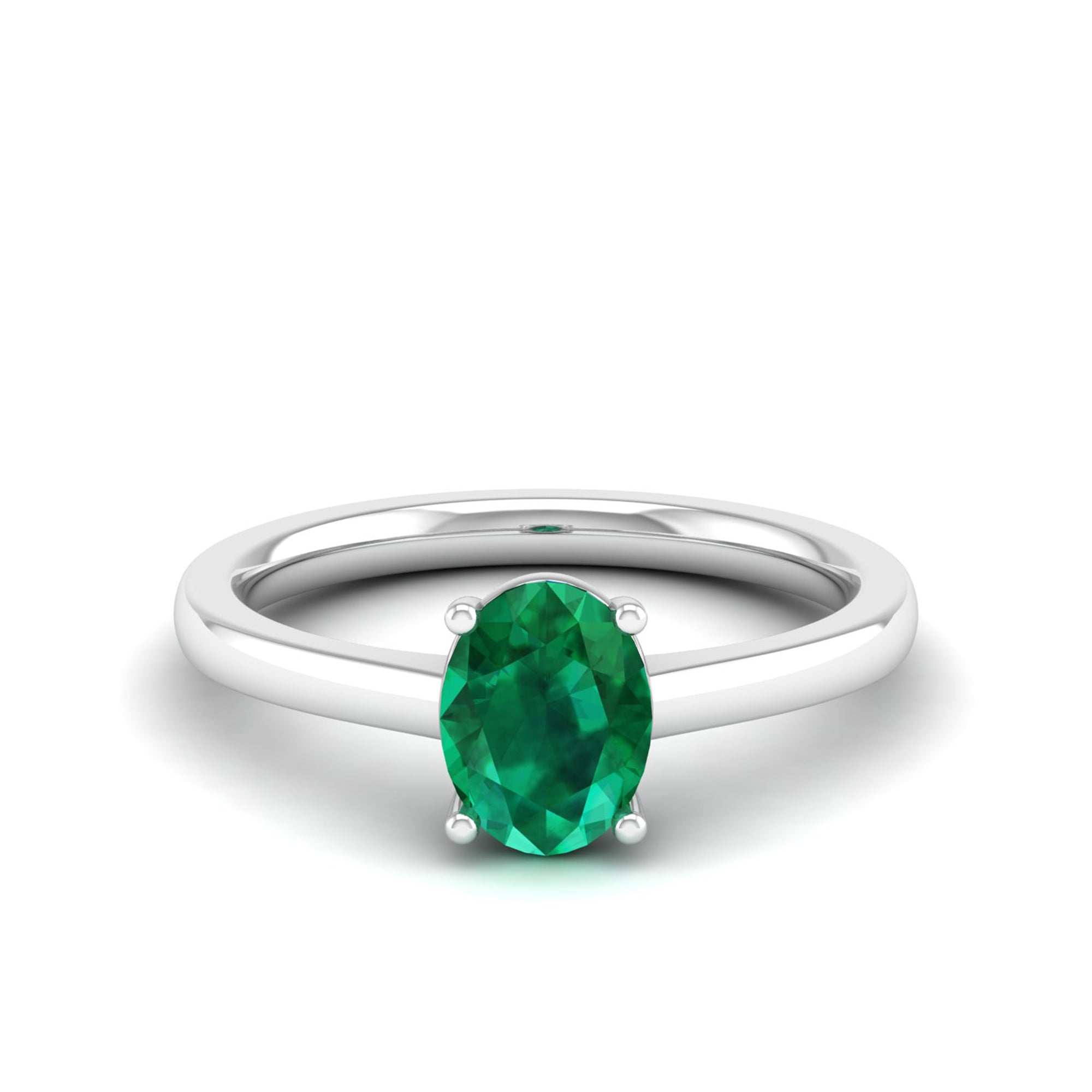 Classic Oval Prong Emerald Ring