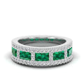 Alternating Baguette Emerald and Diamond Band
