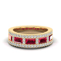Alternating Baguette Ruby and Diamond Band