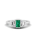 Bezel Baguette Emerald Princess Diamond Ring