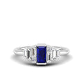 Bezel Baguette Sapphire Princess Diamond Ring