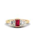 Bezel Baguette Ruby Princess Diamond Ring