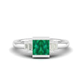 Half Bezel Baguette Emerald Diamond Ring