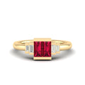 Half Bezel Baguette Ruby Diamond Ring