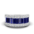 3-Row Baguette Sapphire and Diamond Ring