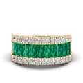 3-Row Baguette Emerald and Diamond Ring