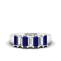 Alternating 7-Stone Baguette Sapphire Diamond Ring