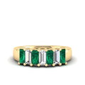 Alternating 7-Stone Baguette Emerald Diamond Ring