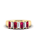 Alternating 7-Stone Baguette Ruby Diamond Ring