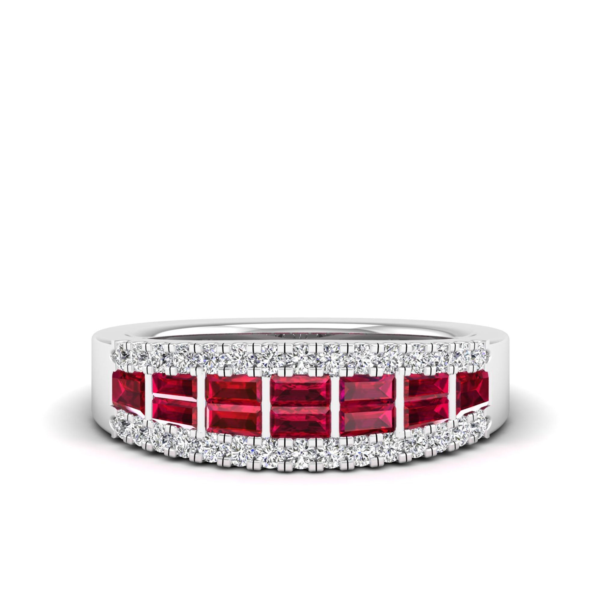 Baguette Ruby and Diamond Band