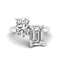 Toi et Moi Oval and Emerald Lab Diamond Ring