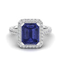 Octagon Cut Tanzanite and Diamond Ring