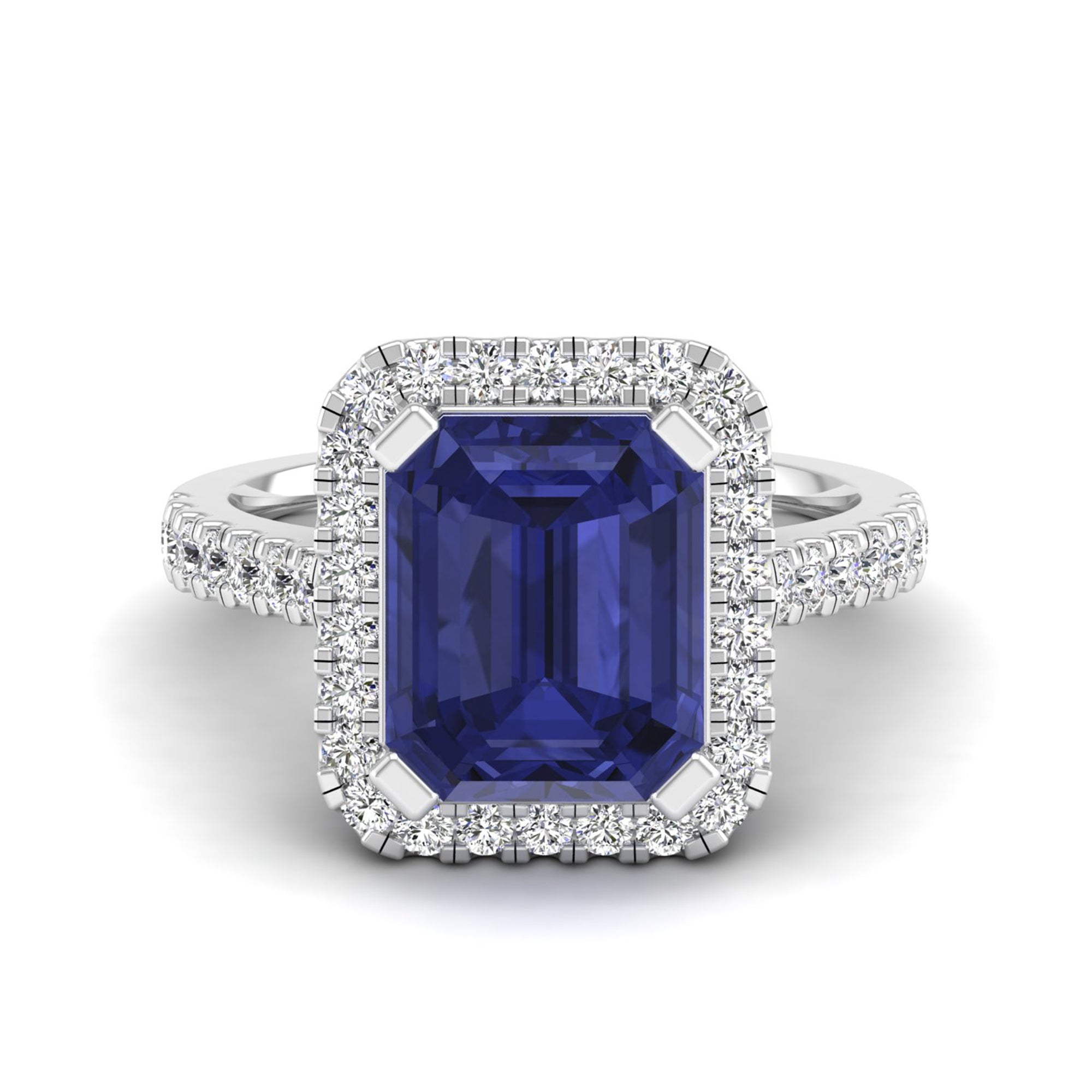 Octagon Cut Tanzanite and Diamond Ring