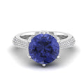 Round Cut Tanzanite and Diamond Ring