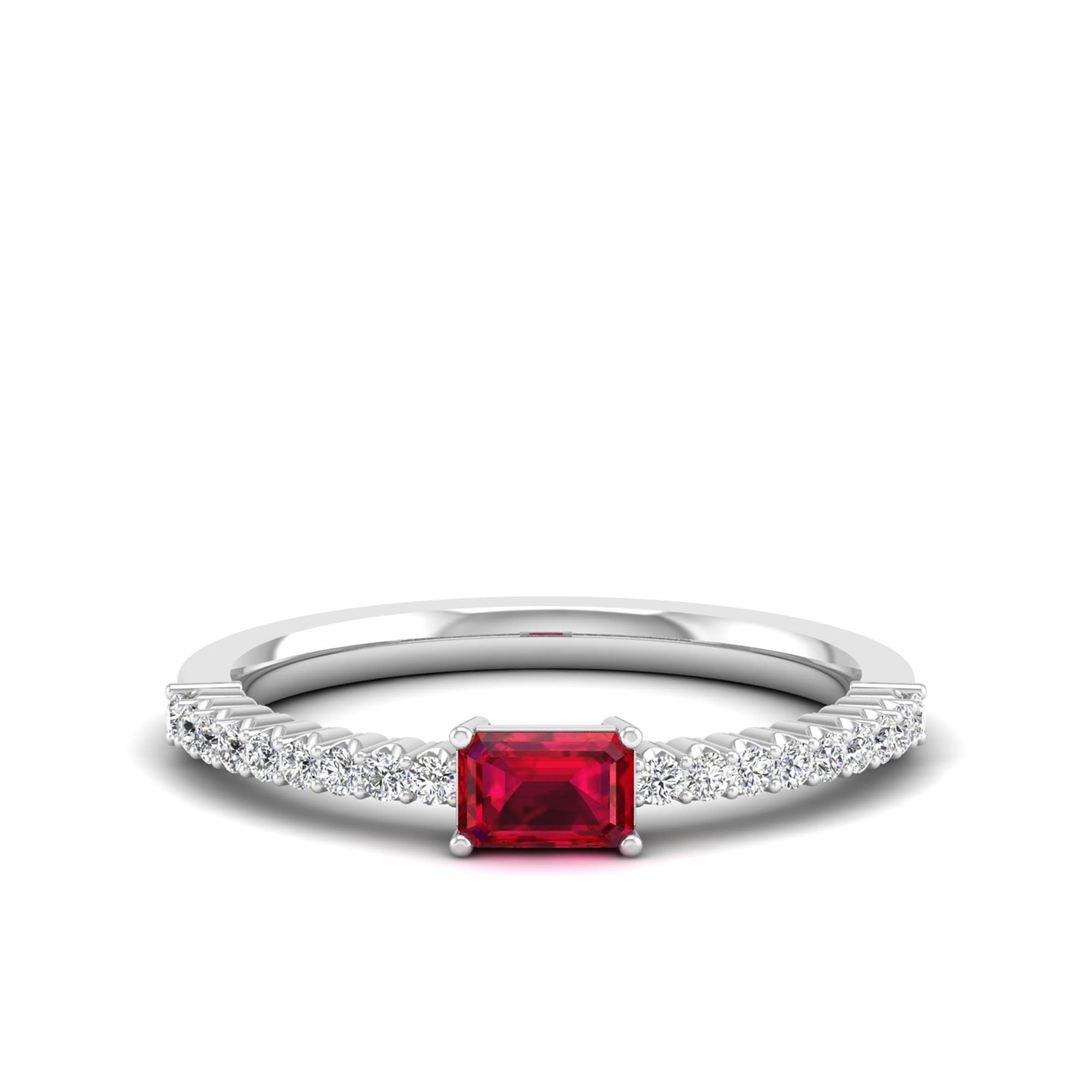 Stackable East-West Ruby and Diamond Band