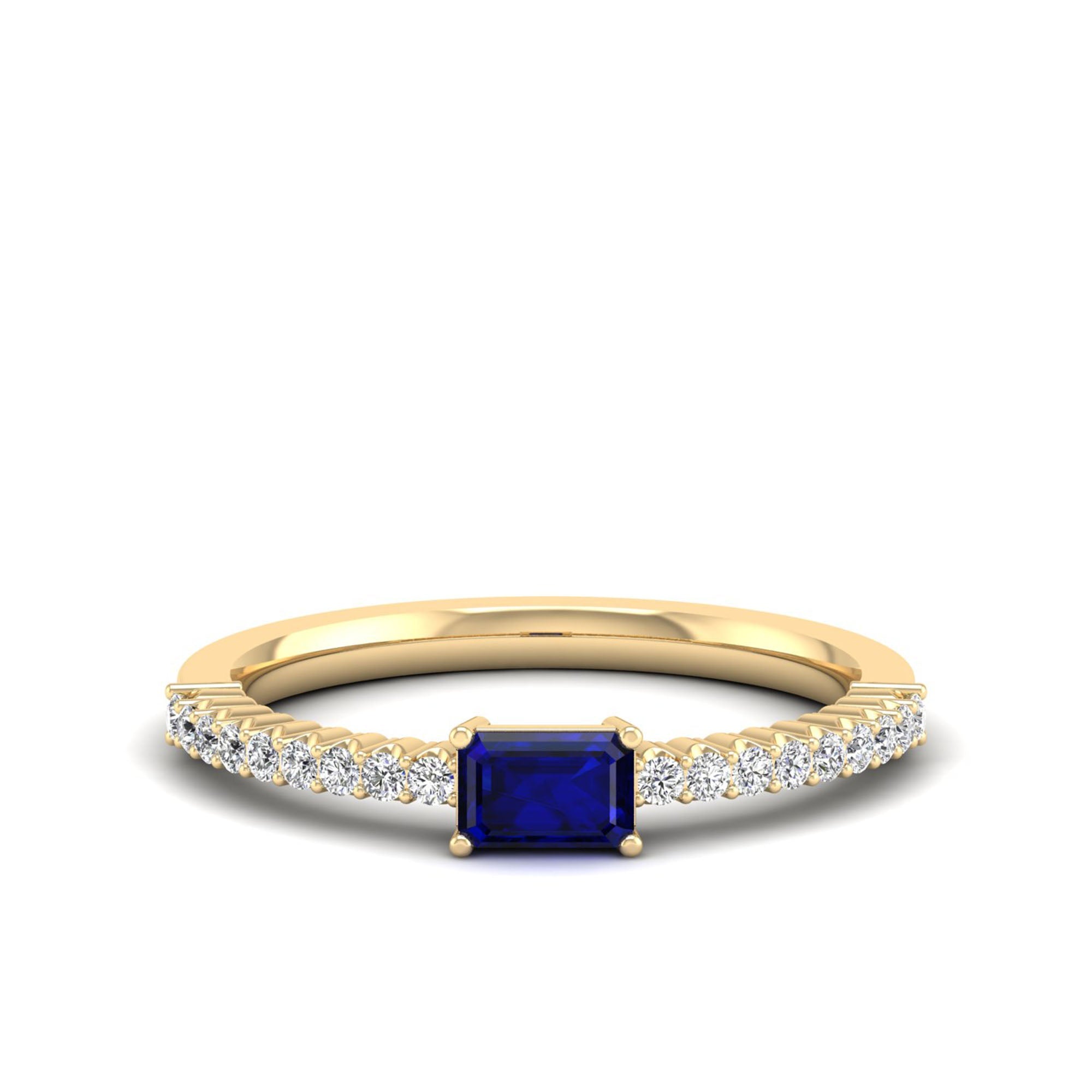 Stackable East-West Sapphire and Diamond Band