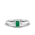 Emerald Bezel 3-Stone Art Deco Emerald and Diamond Band