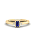 Emerald Bezel 3-Stone Art Deco Sapphire and Diamond Band