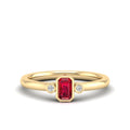 Emerald Bezel 3-Stone Art Deco Ruby and Diamond Band